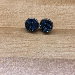 Blue-green druzy earrings